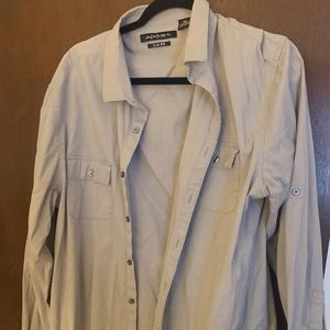 Men's Light Gray Botton Up